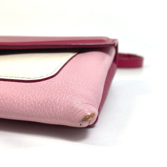 AUTH GIVENCHY flap duet Pochette Crossbody Shoulder Bag Leather Pink x White - Picture 5 of 12